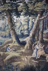 Szene aus dem Leben auf dem Landhaus-Wandteppich-Serie